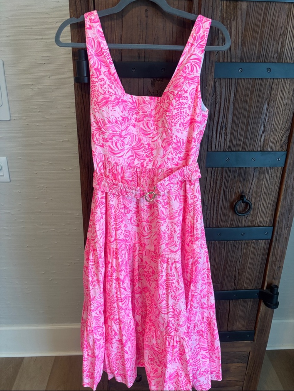 Lilly Pulitzer Bright Pink Floral Sleeveless Belted Sundress- Worn Once